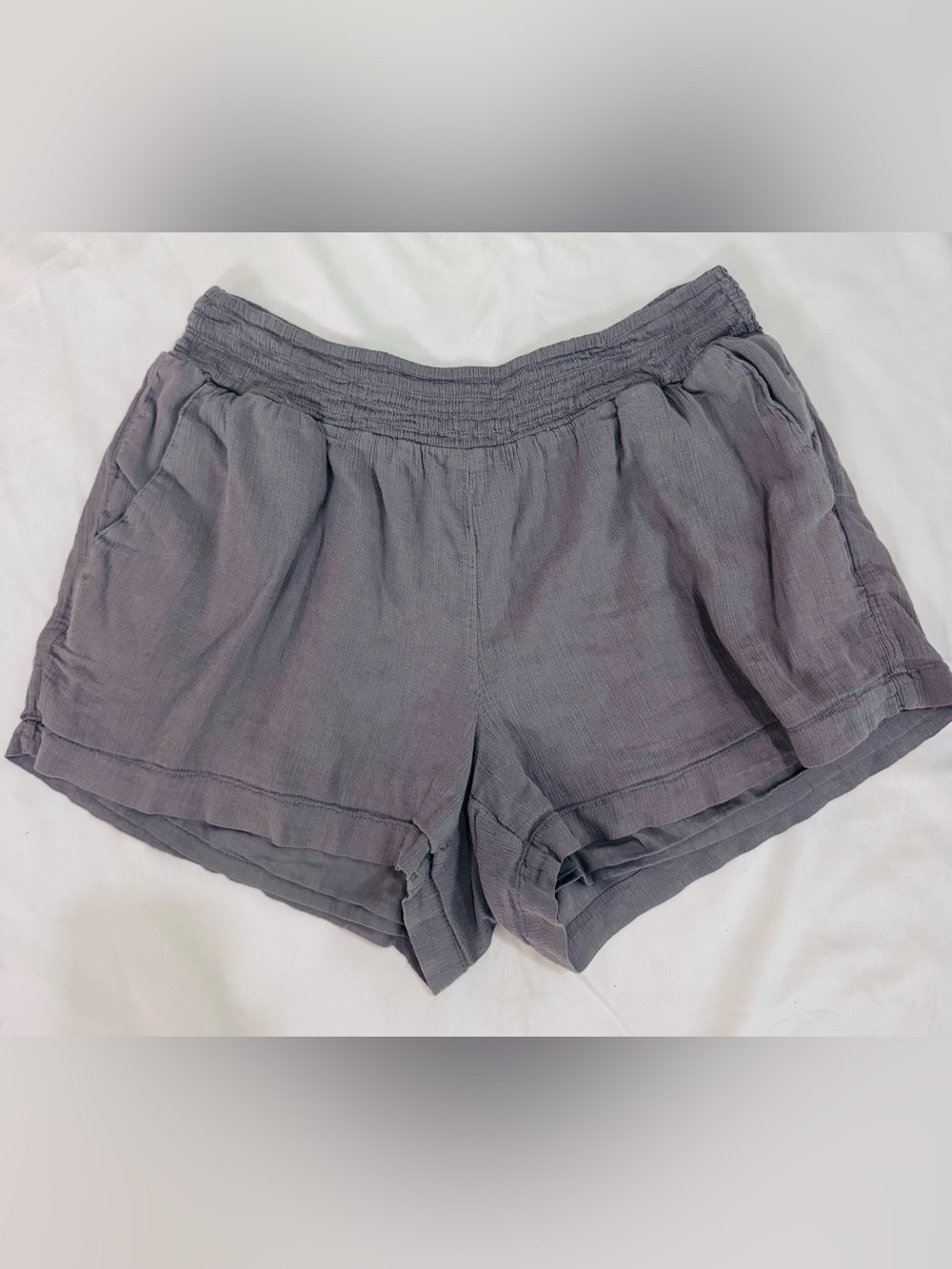 Gap Gray Cotton Gauze Shorts Medium Smocked Waist Fully Lined